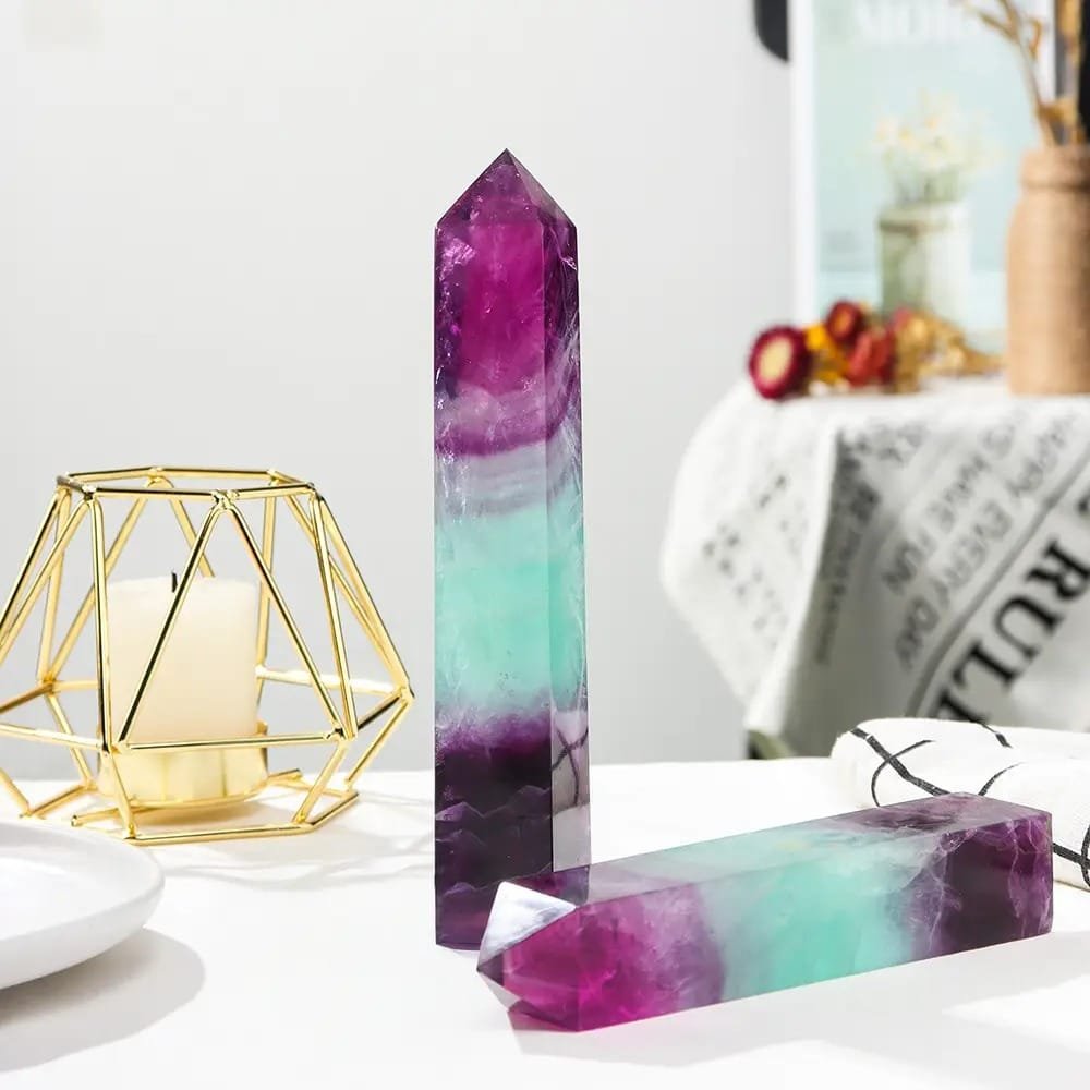 3 Sizes of Colorful Fluorite 4-Sided Crystal Tower Wholesale