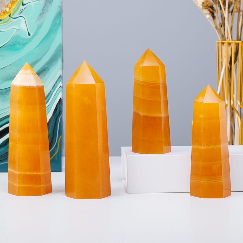 3 Sizes of Yellow Calcite Crystal Tower 10?C13cm Wholesale