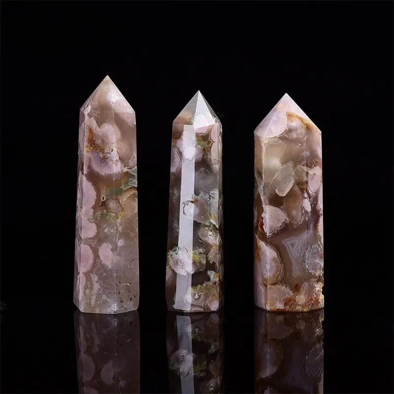 4 Sizes of Flower Agate Crystal Tower Wholesale