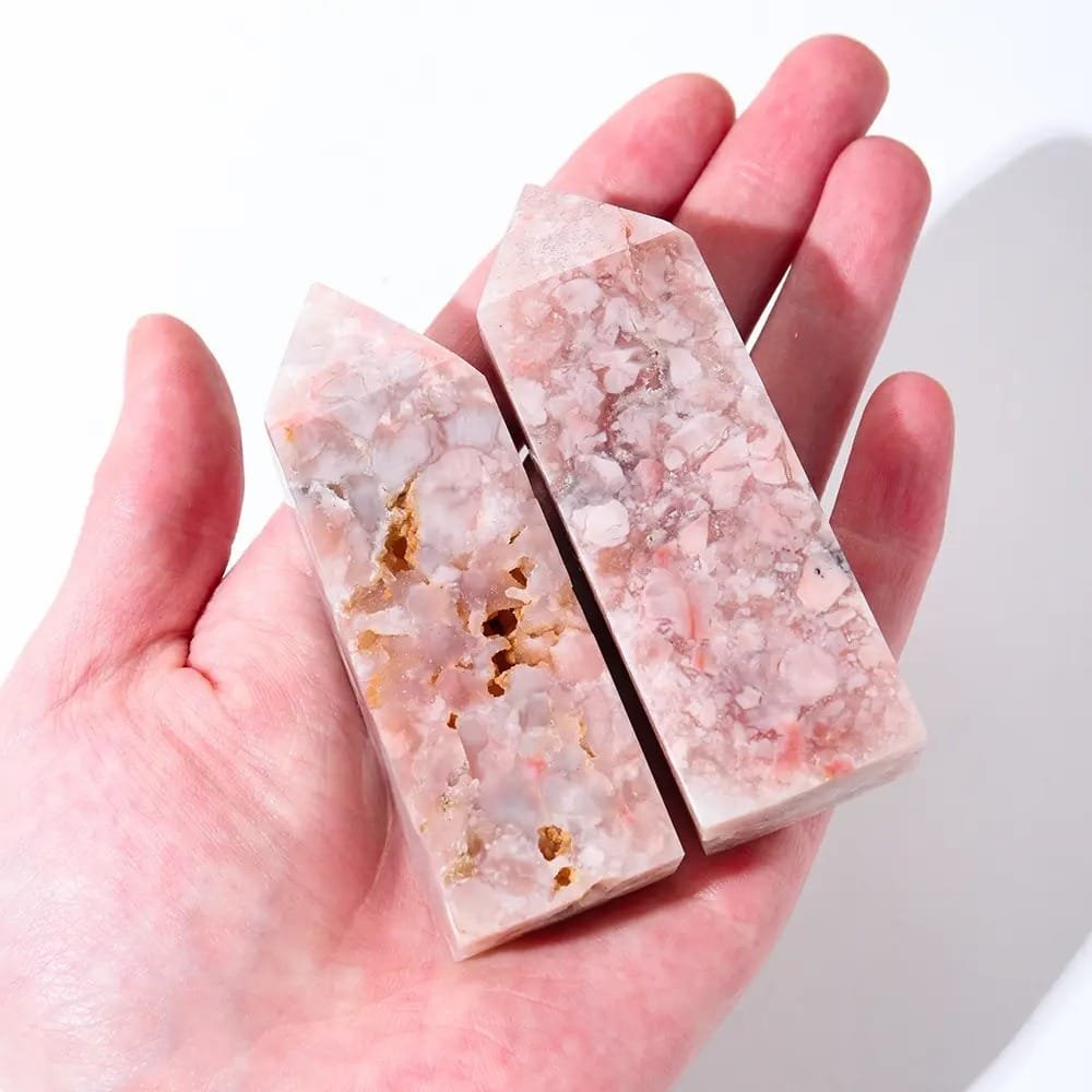 4 Sizes of Flower Pink Agate Crystal Tower Wholesale