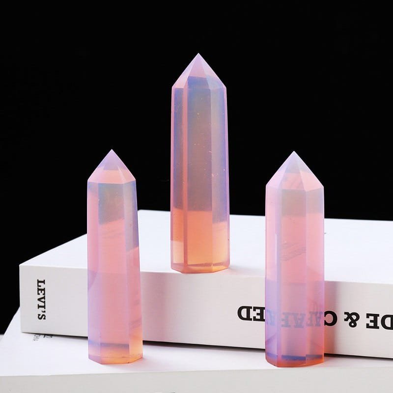 4 Sizes of Transparent Pink Opal Crystal Tower Bulk