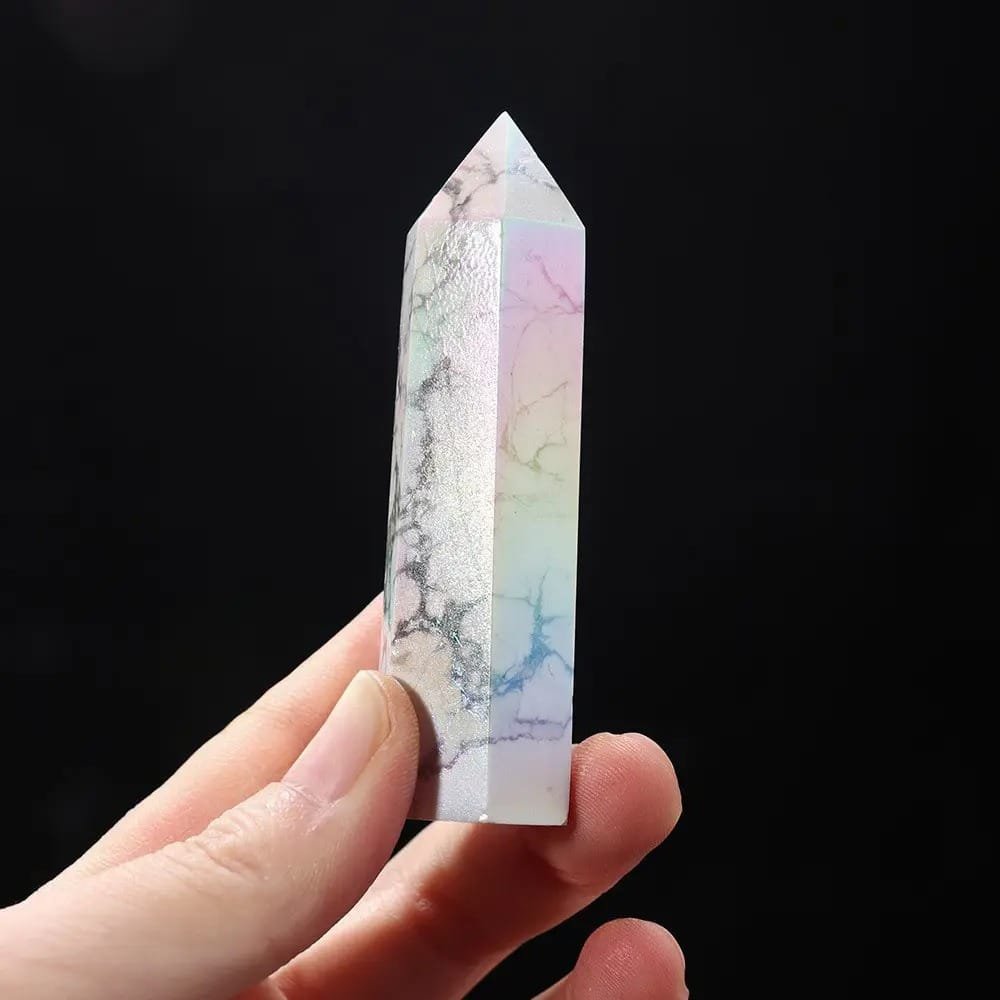 4 Sizes of White Electroplated Howlite Crystal Tower Wholesale