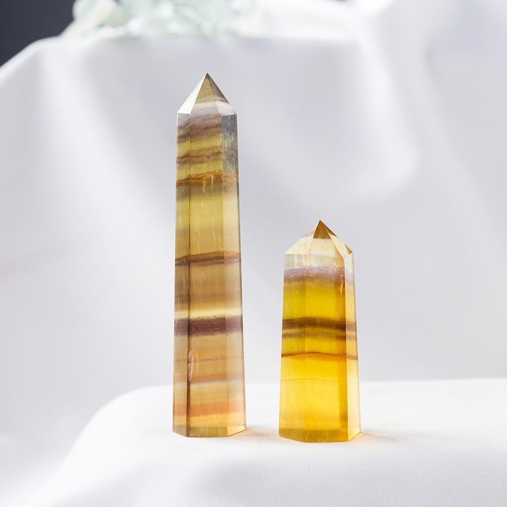 4 Sizes of Yellow Fluorite Crystal Tower Bulk