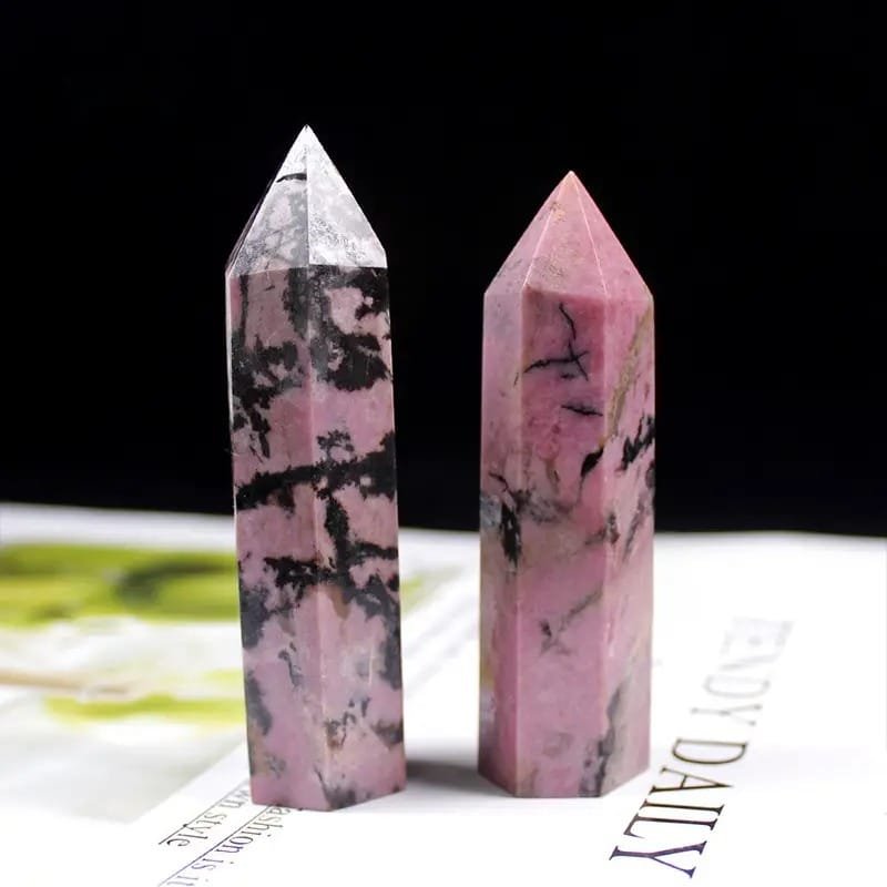 5 Sizes of Pink Rhodonite Crystal Tower Wholesale