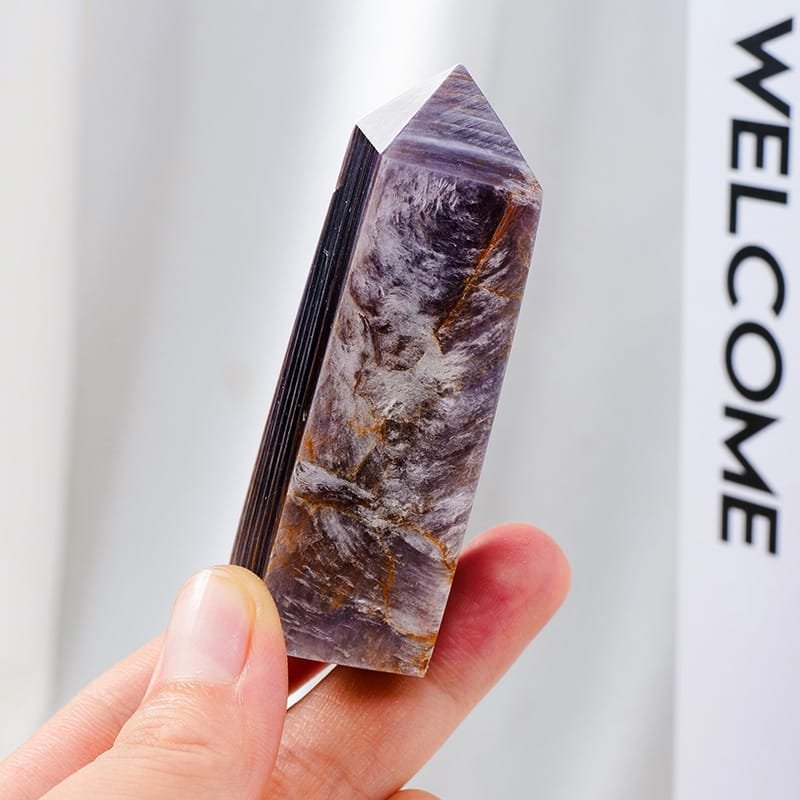 5 Sizes of Purple Lepidolite 4-Sided Crystal Tower Wholesale