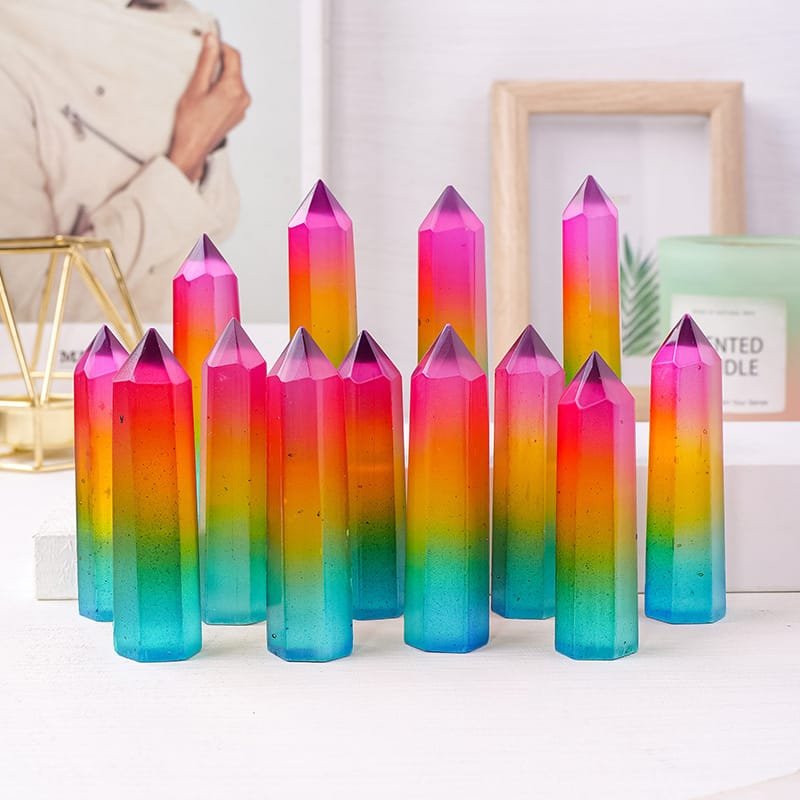 Electroplated Aura Selenite Tower Wholesale 2.76-3.15 in (7-8 cm) - 2