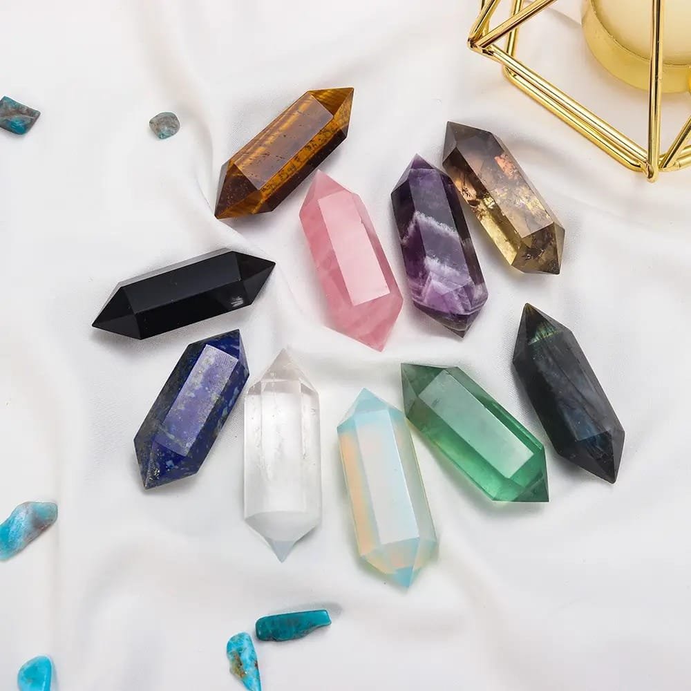 Natural Mixed Crystal Double Terminated Point Gift Box Set Wholesale - 2