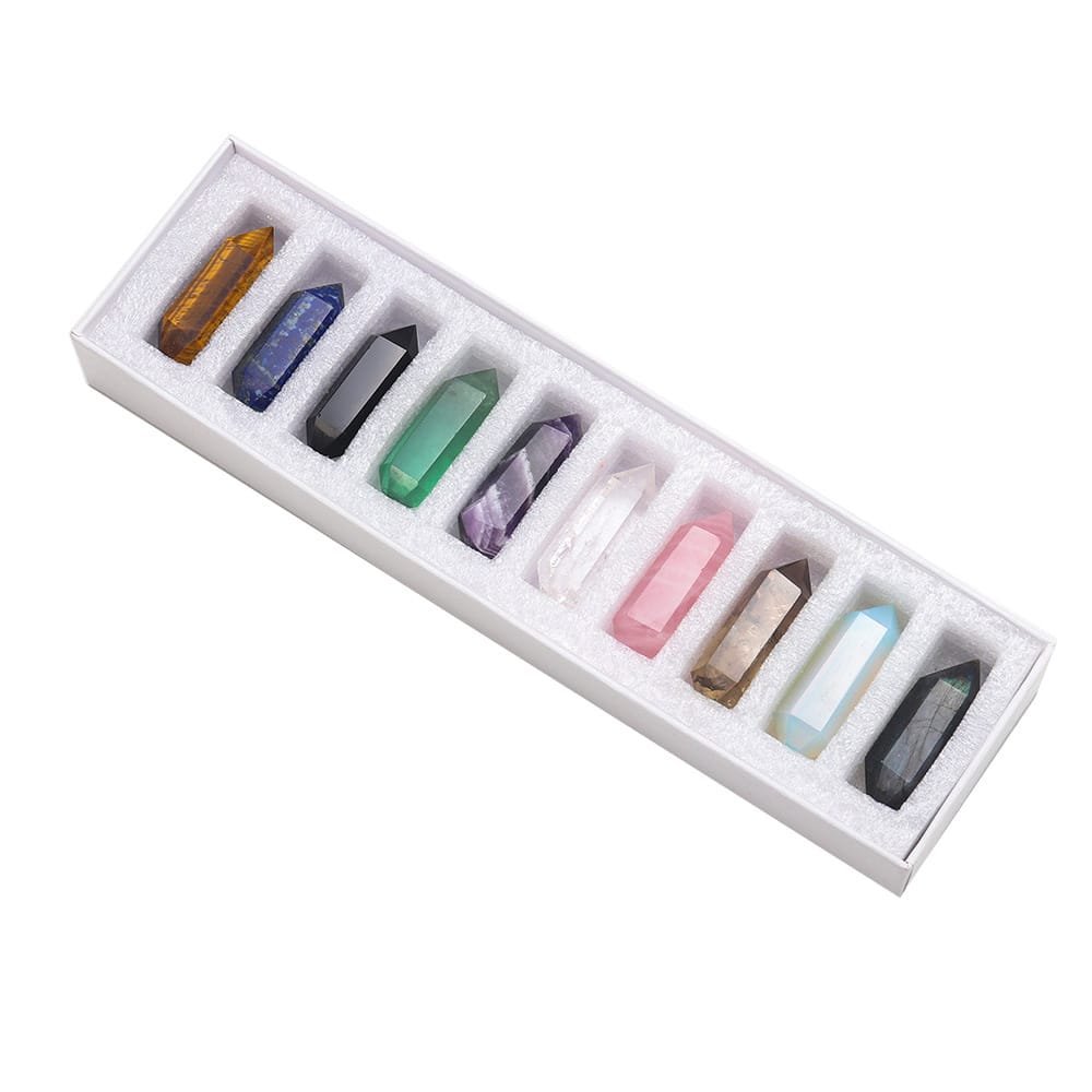 Natural Mixed Crystal Double Terminated Point Gift Box Set Wholesale - 4