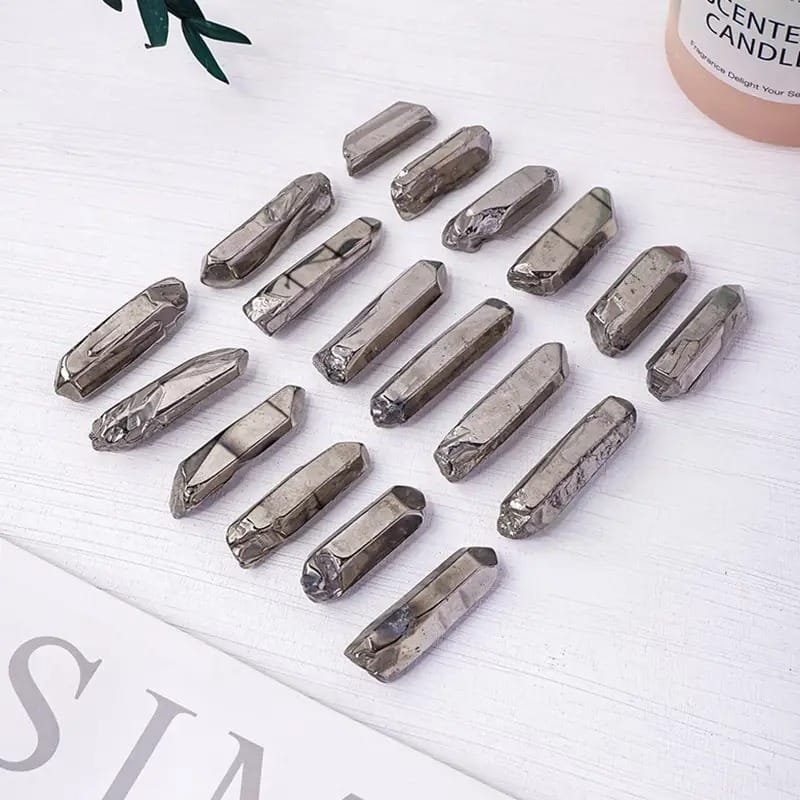 1.10 lb (0.5 kg) Electroplated Silver Aura Quartz Double Terminated Point Wholesale 1.57 in (4 cm) - 1