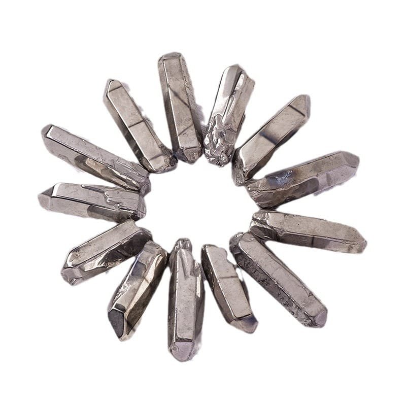 1.10 lb (0.5 kg) Electroplated Silver Aura Quartz Double Terminated Point Wholesale 1.57 in (4 cm) - 3