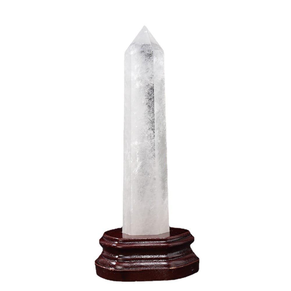 Natural Clear Quartz Point with Wooden Base Wholesale 7.87-8.66 in (20-22 cm) - 3