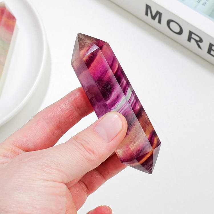 6 Sizes of Candy Watermelon Fluorite Double-Terminated Crystal Point Wholesale