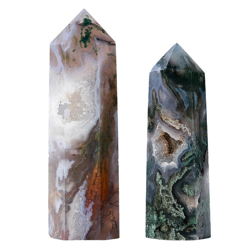 1.57-1.97 in Green Moss Agate Tower Size Options Bulk