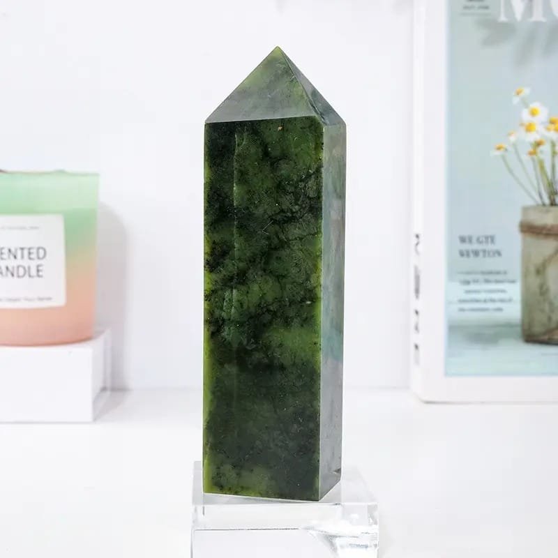 9 Sizes of Green Xiuyan Jade 4-Sided Crystal Tower Wholesale