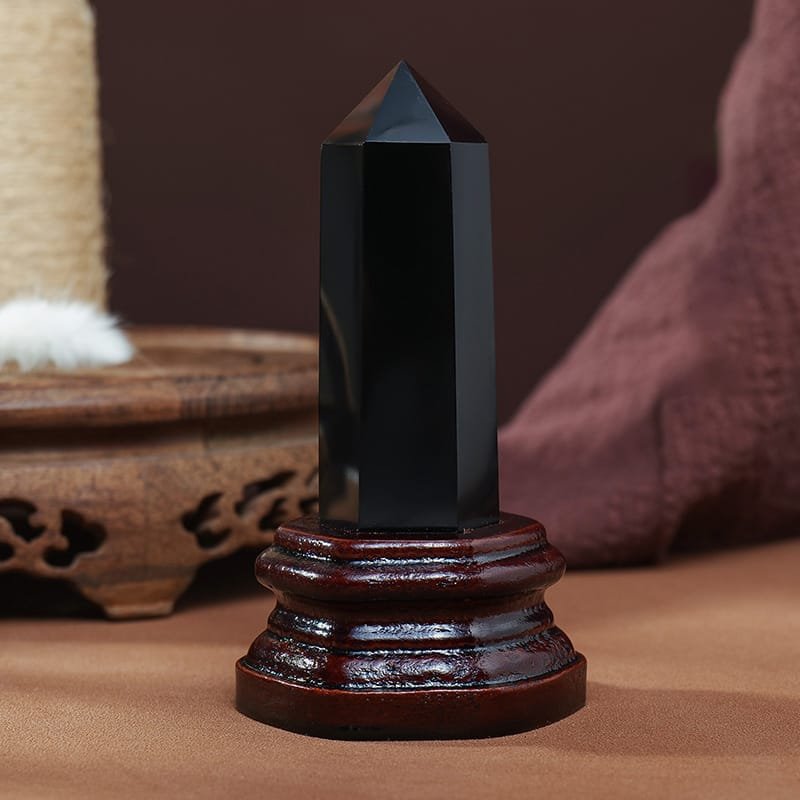Obsidian Tower on Wooden Base 4.92 in