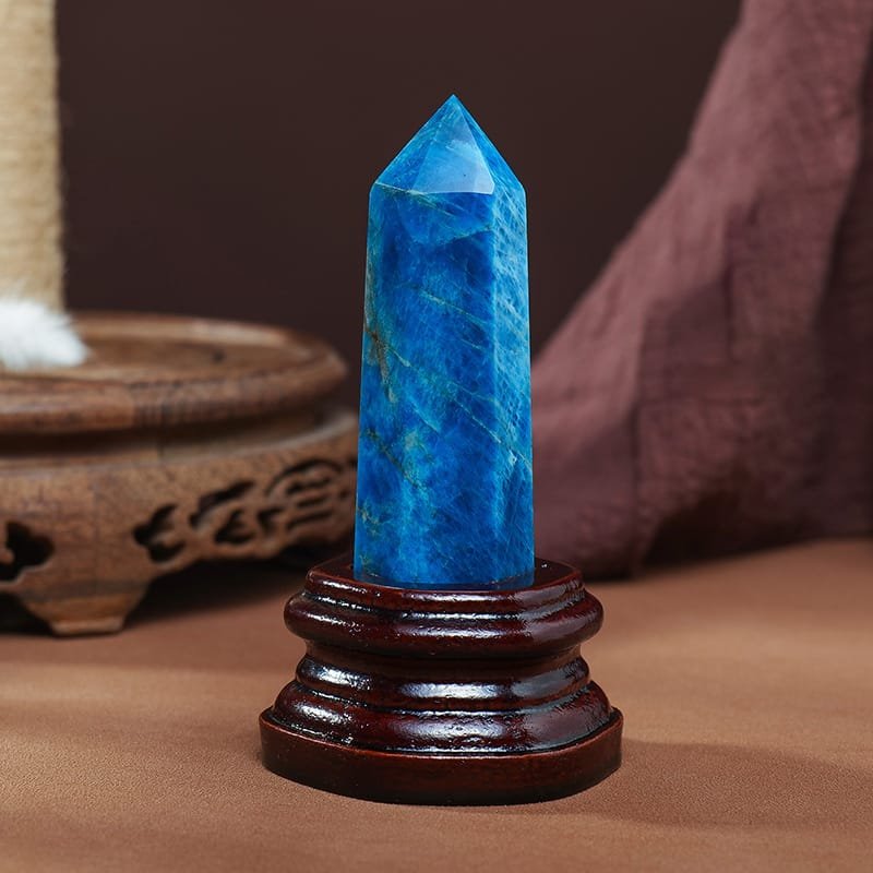 Apatite Tower on Wooden Base 4.92 in