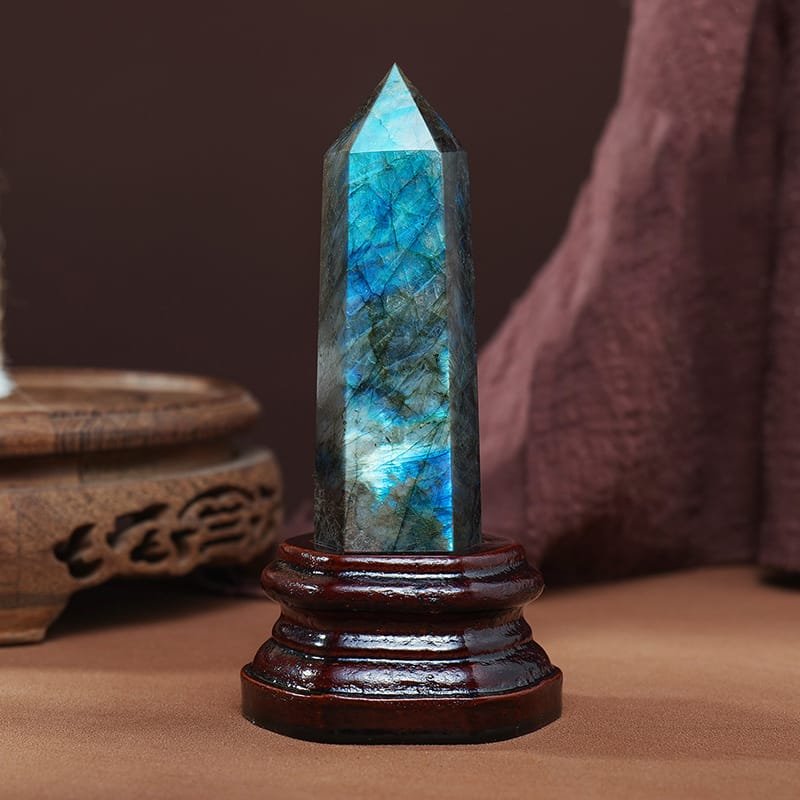 Labradorite Tower on Wooden Base 4.92 in Wholesale