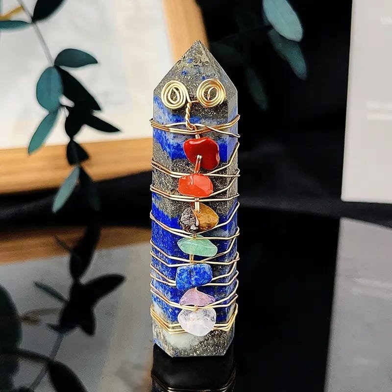 Lapis Lazuli Wire Wrapped Chakra Tower 2.76 in