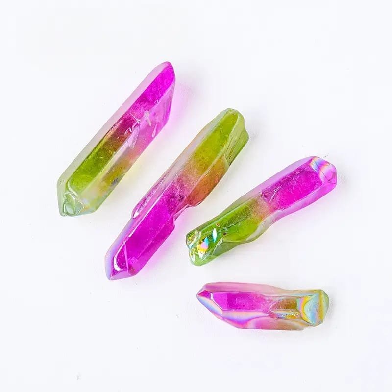 1.10 lb (0.5 kg) Electroplated Rainbow Aura Clear Quartz Double Terminated Points Wholesale 1.18-2.36 in (3-6 cm) - 4