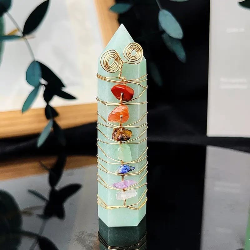 Aventurine Wire Wrapped Chakra Tower 2.76 in