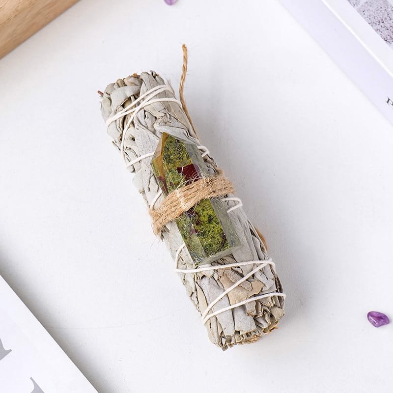 Dragon’s Blood Jasper Tower with White Sage 4.33 in