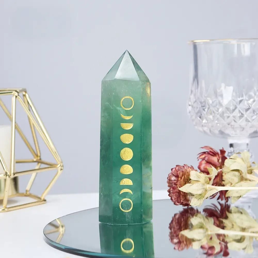 Fluorite Moon Phase Tower 3.94 in