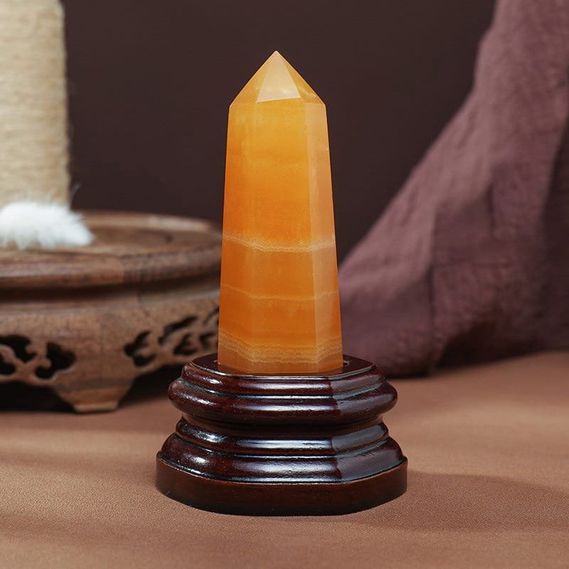 Calcite Tower on Wooden Base 4.92 in
