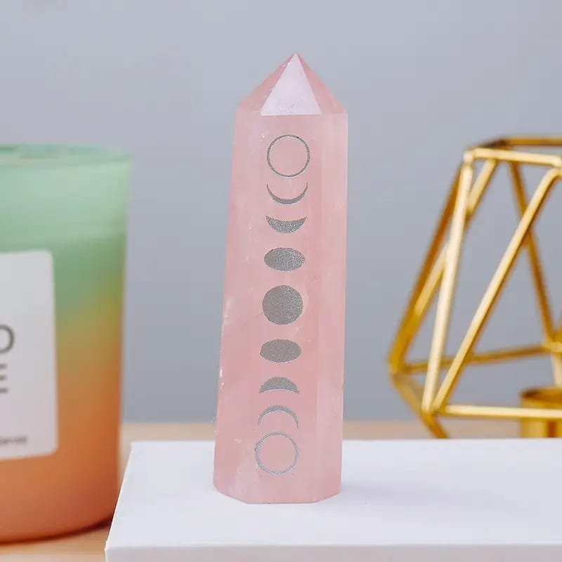 Rose Quartz Moon Phase Tower 3.15 in Bulk