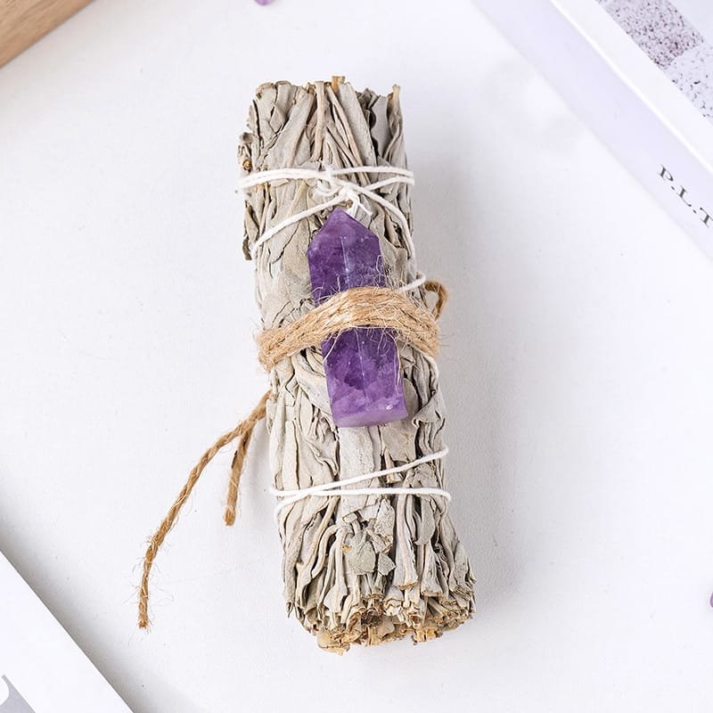 Amethyst Tower with White Sage 4.33 in Bulk