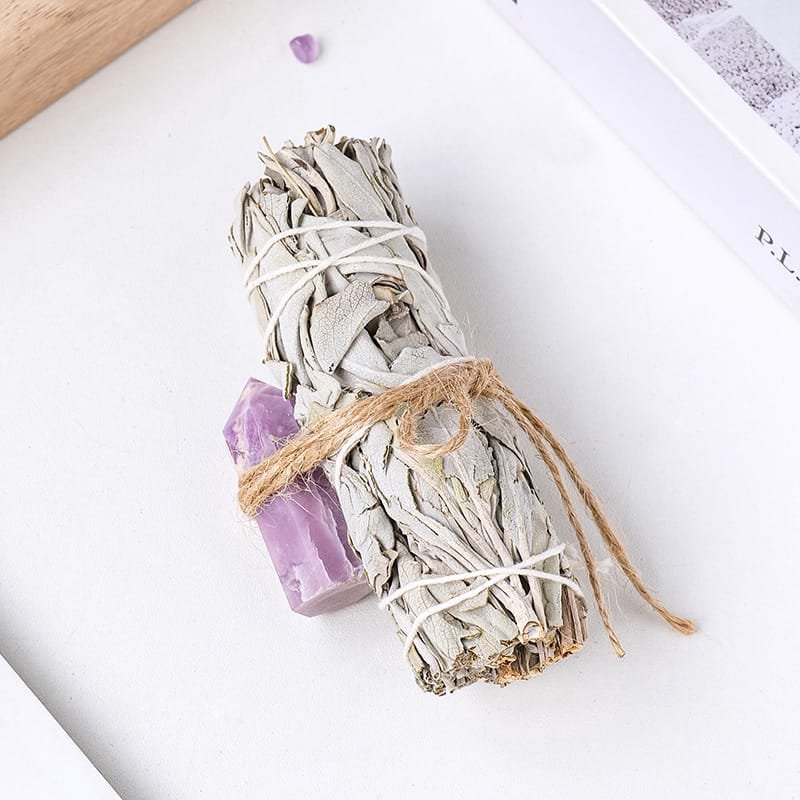 Lepidolite Tower with White Sage 4.33 in