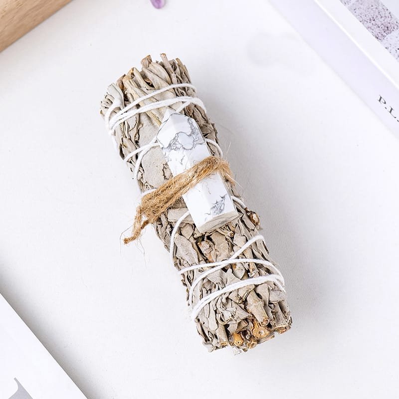 Howlite Tower with White Sage 4.33 in