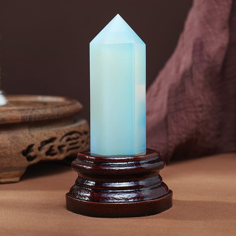 Opalite Tower on Wooden Base 4.92 in