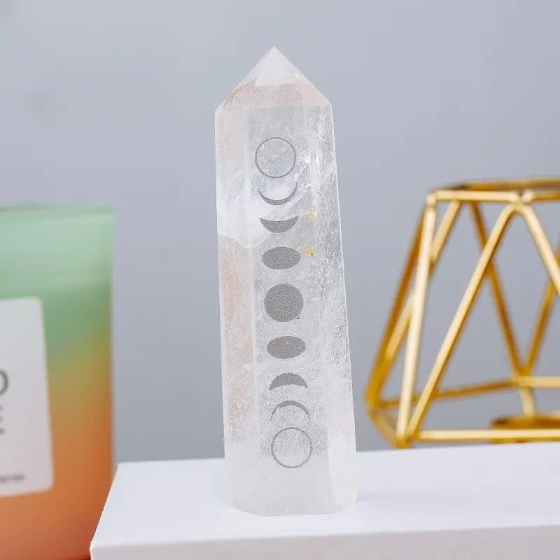 Clear Quartz Moon Phase Tower 3.15 in Wholesale