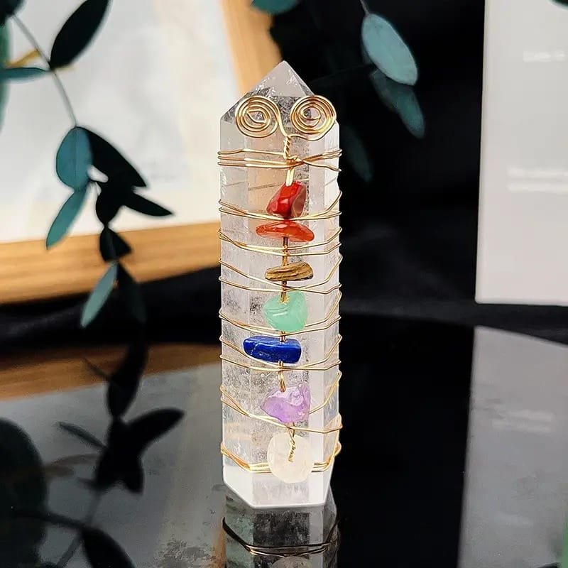 Clear Quartz Wire Wrapped Chakra Tower 2.76 in