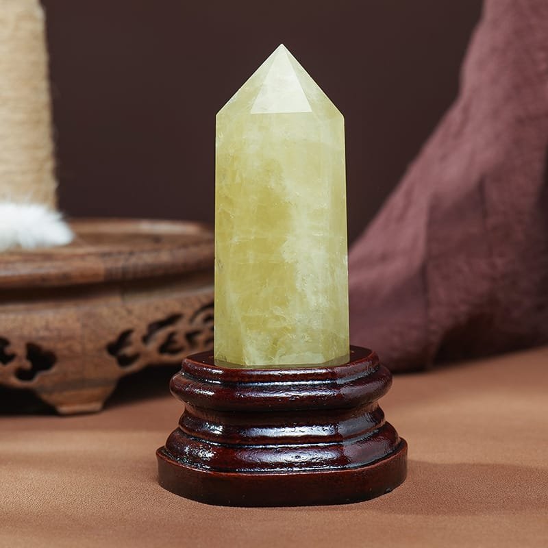 Citrine Tower on Wooden Base 4.92 in