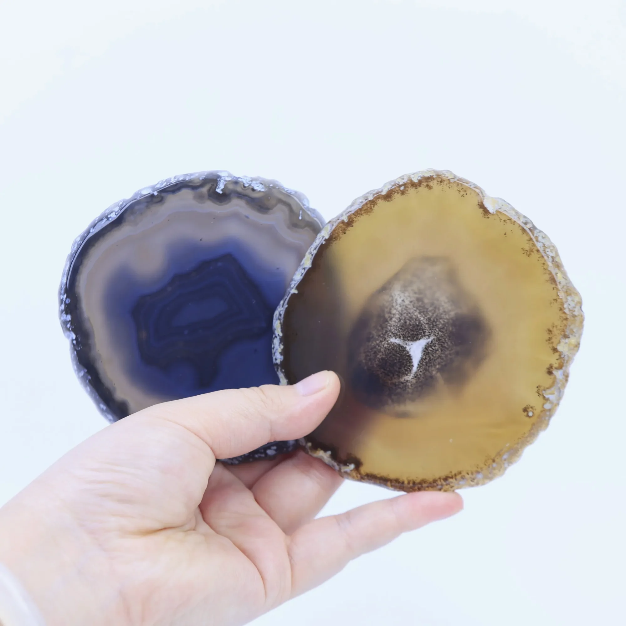 2-Color Natural Brazilian Agate Slices (3.5-3.9 in )