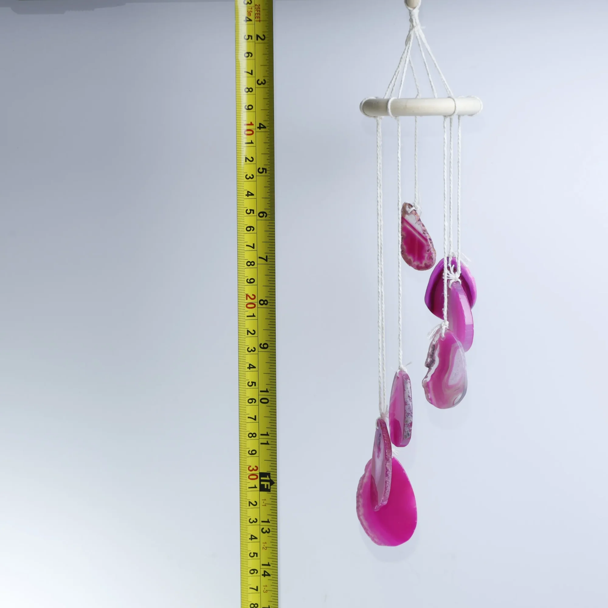 3-Color Natural Agate Slice Wind Chimes 13.8 in (7 Slices per Chime) - 2
