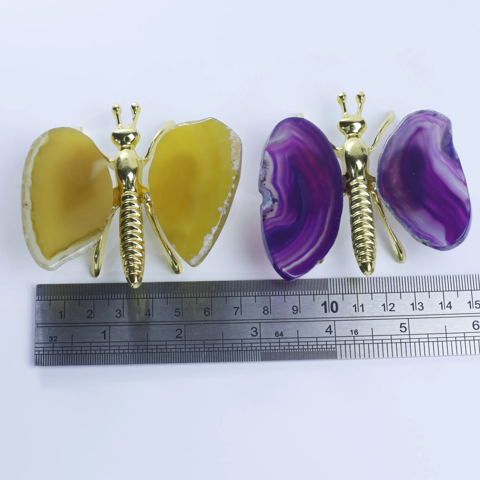 4-Color Natural Agate Slice Butterfly - 4