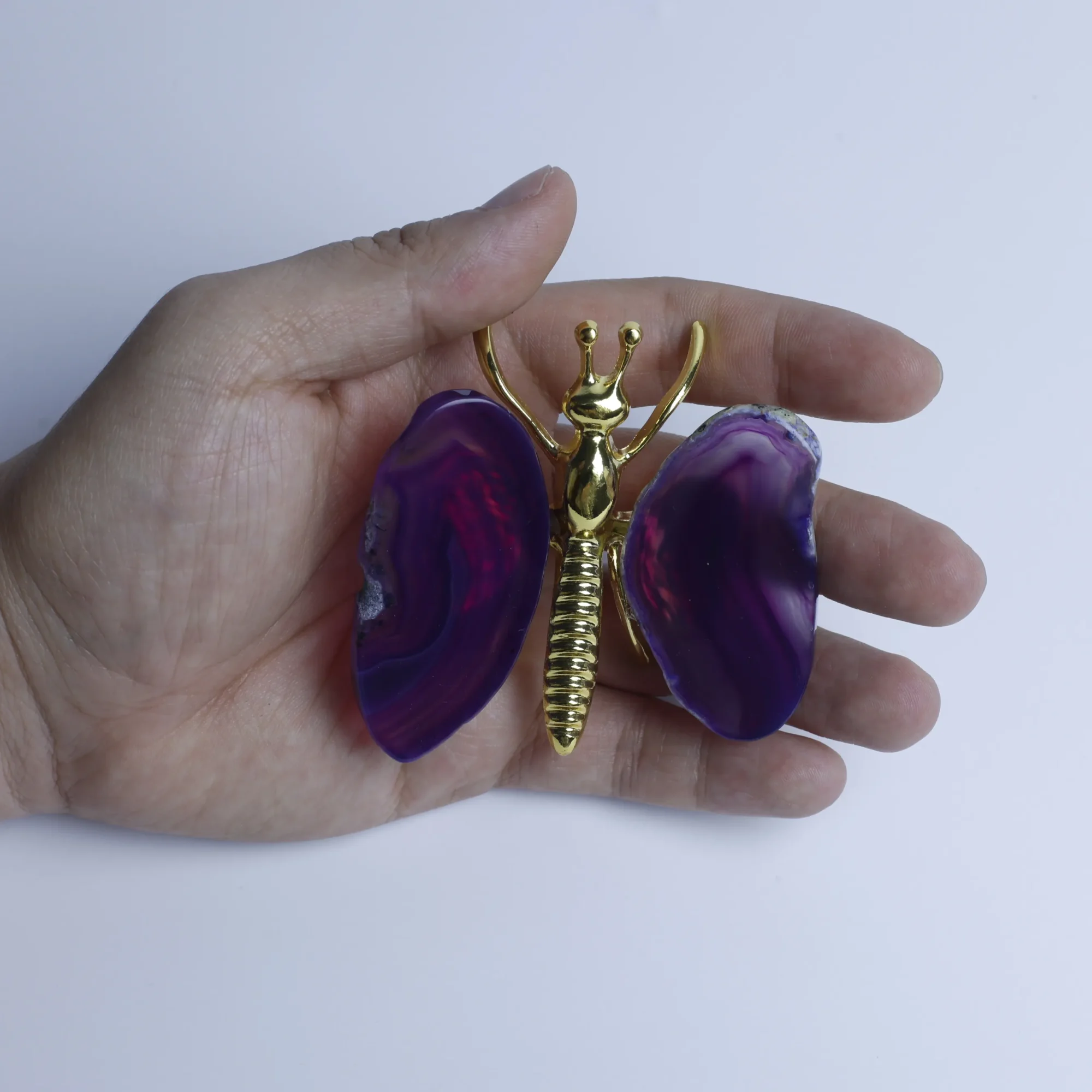4-Color Natural Agate Slice Butterfly - 1
