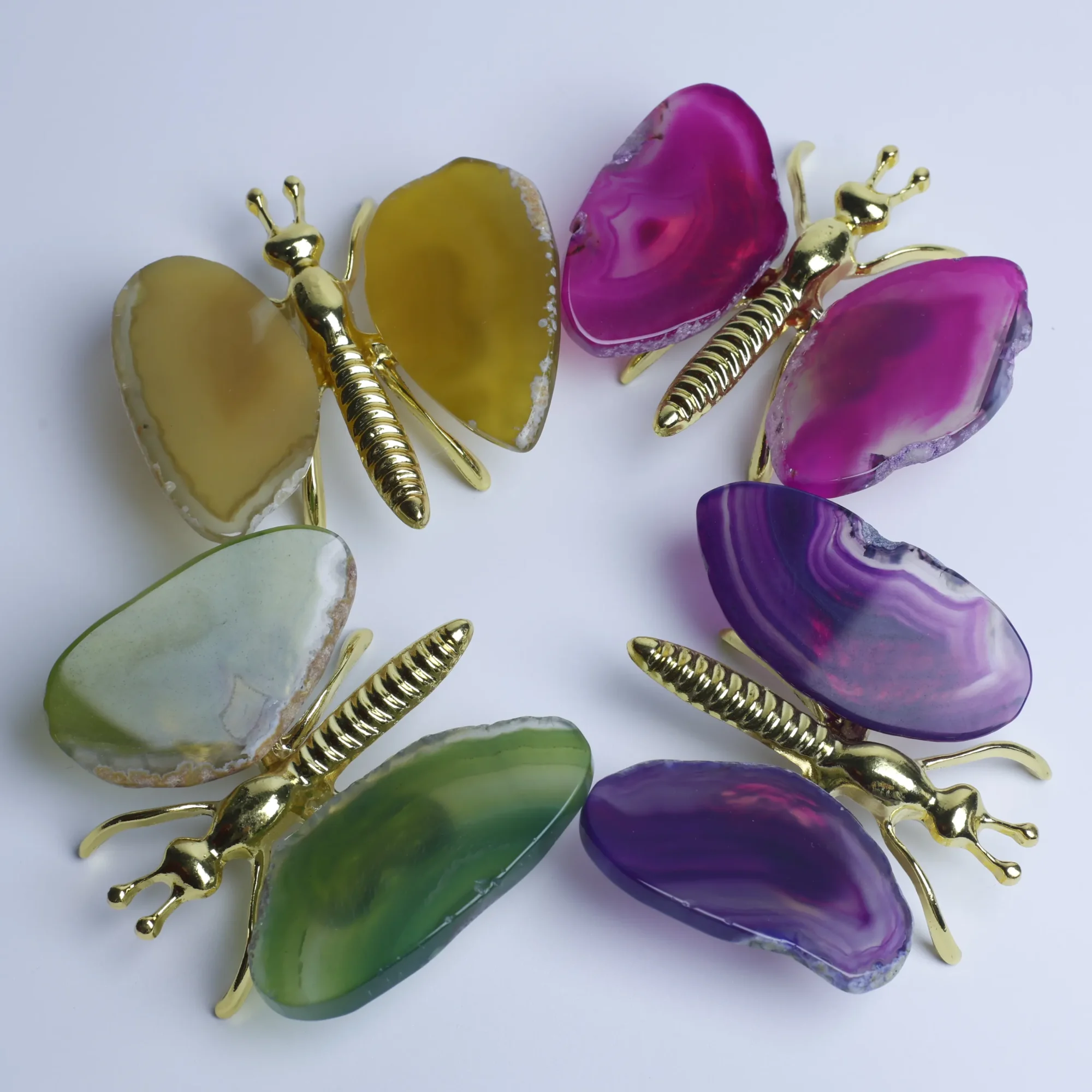 4-Color Natural Agate Slice Butterfly