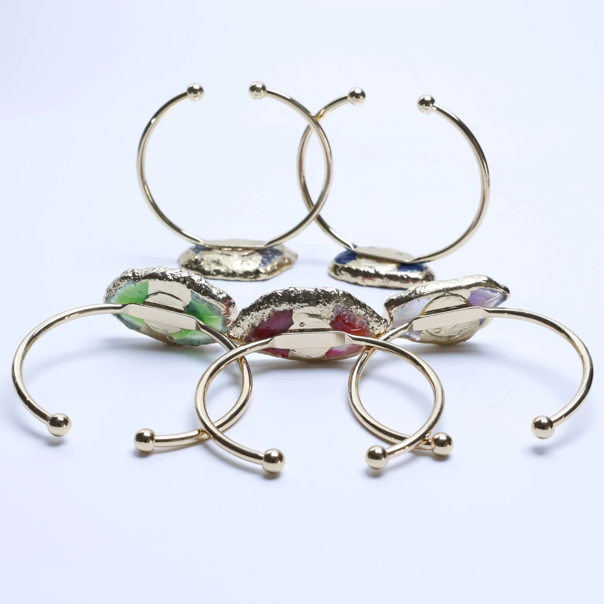 5-Color Agate Slice Adjustable Cuff Bracelet - 1