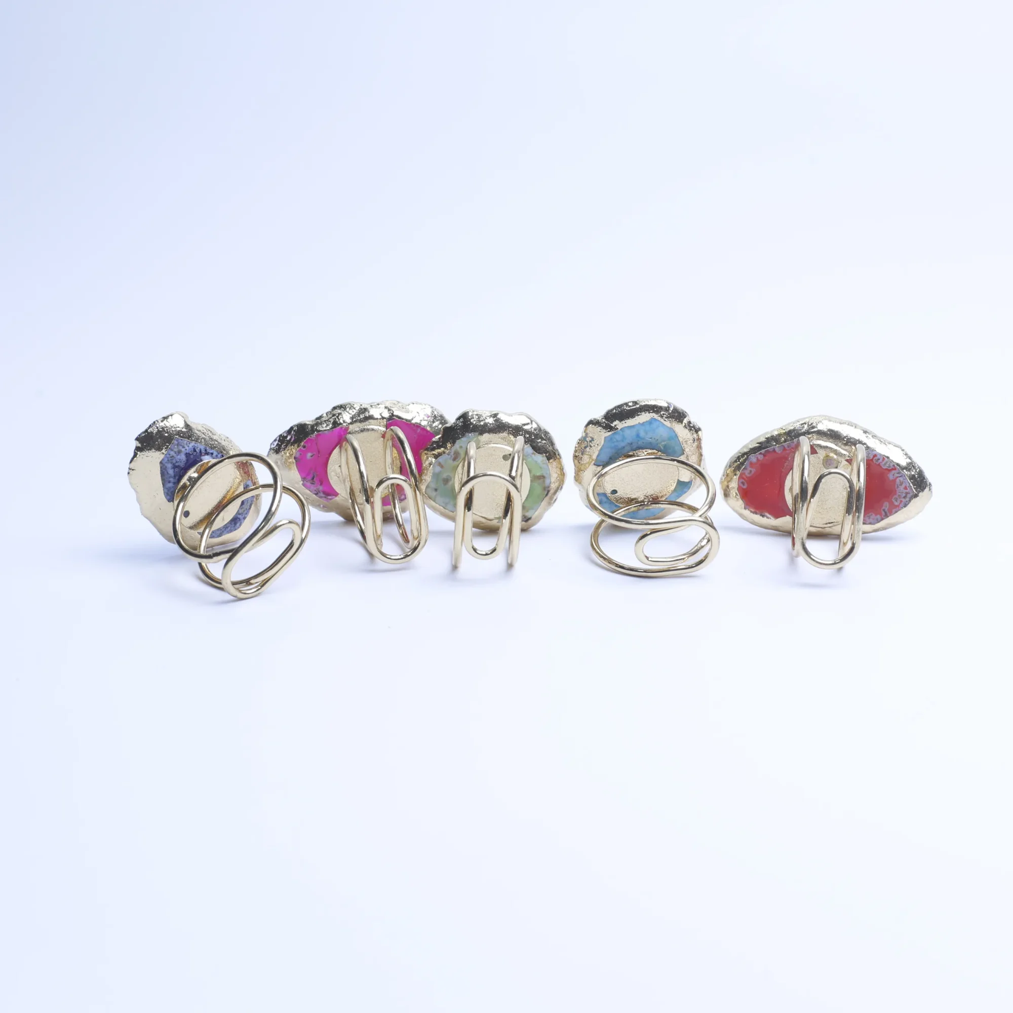 5-Color Agate Slice Adjustable Ring - 1