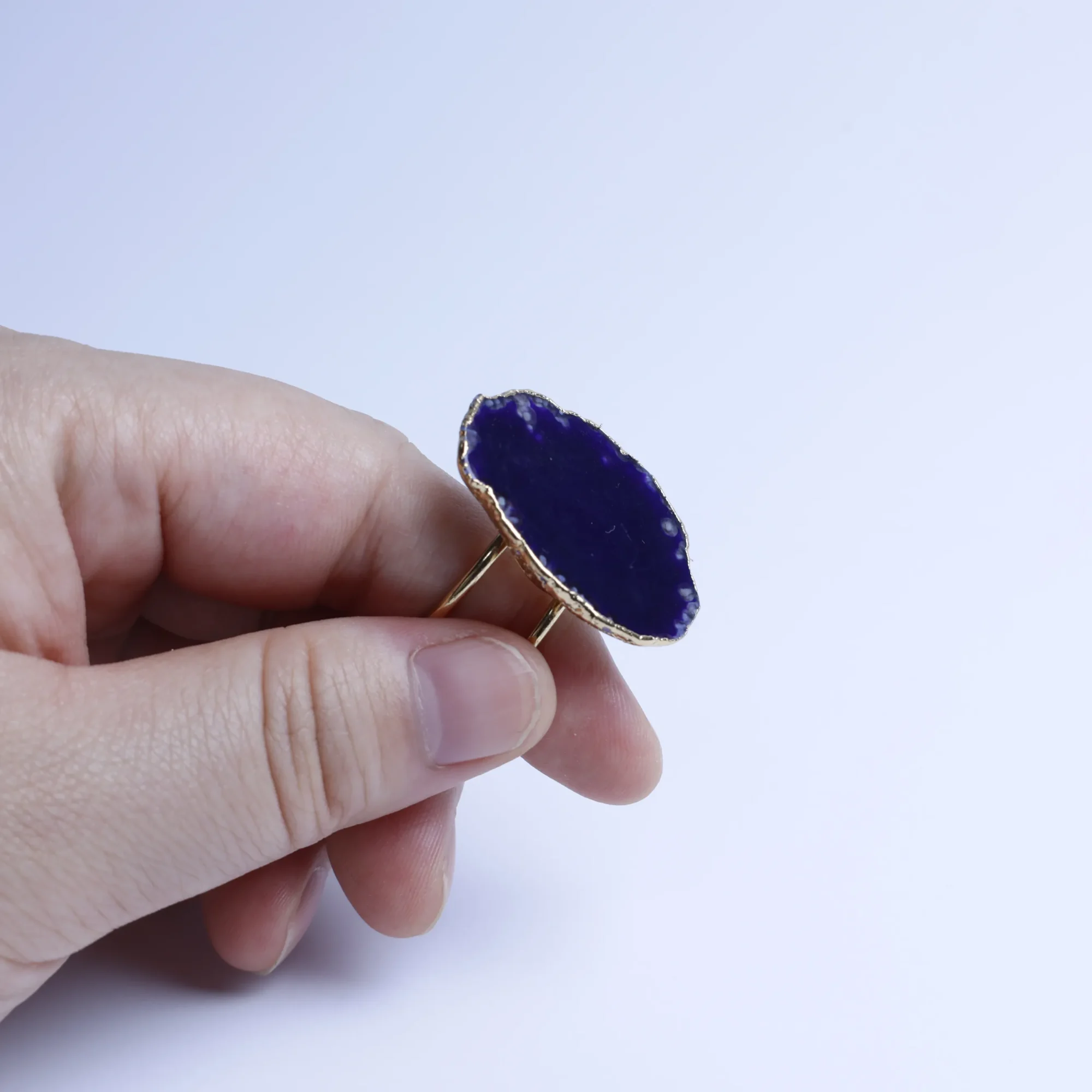 5-Color Agate Slice Adjustable Ring - 3
