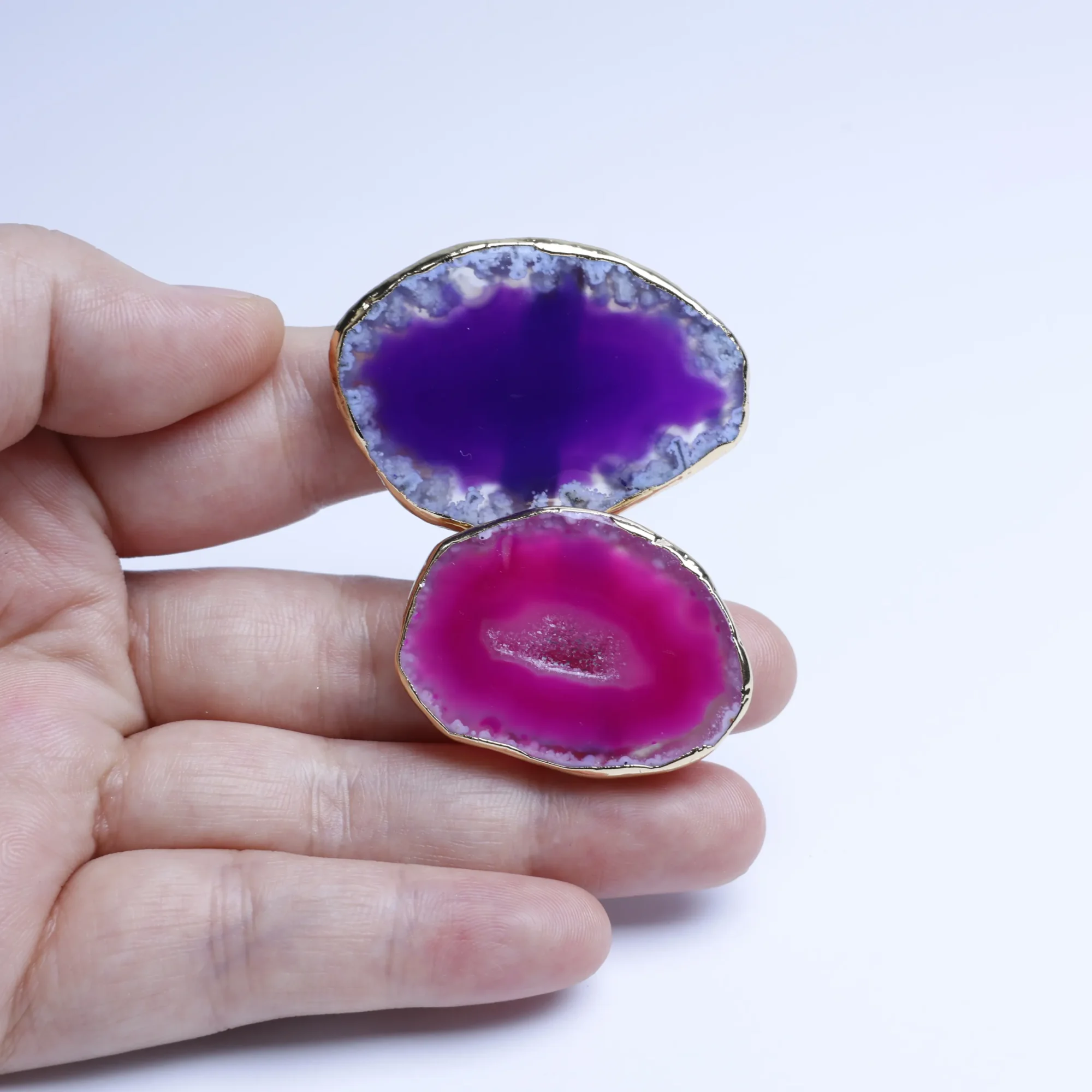 5-Color Dyed Large Agate Slice Adjustable Ring - 3