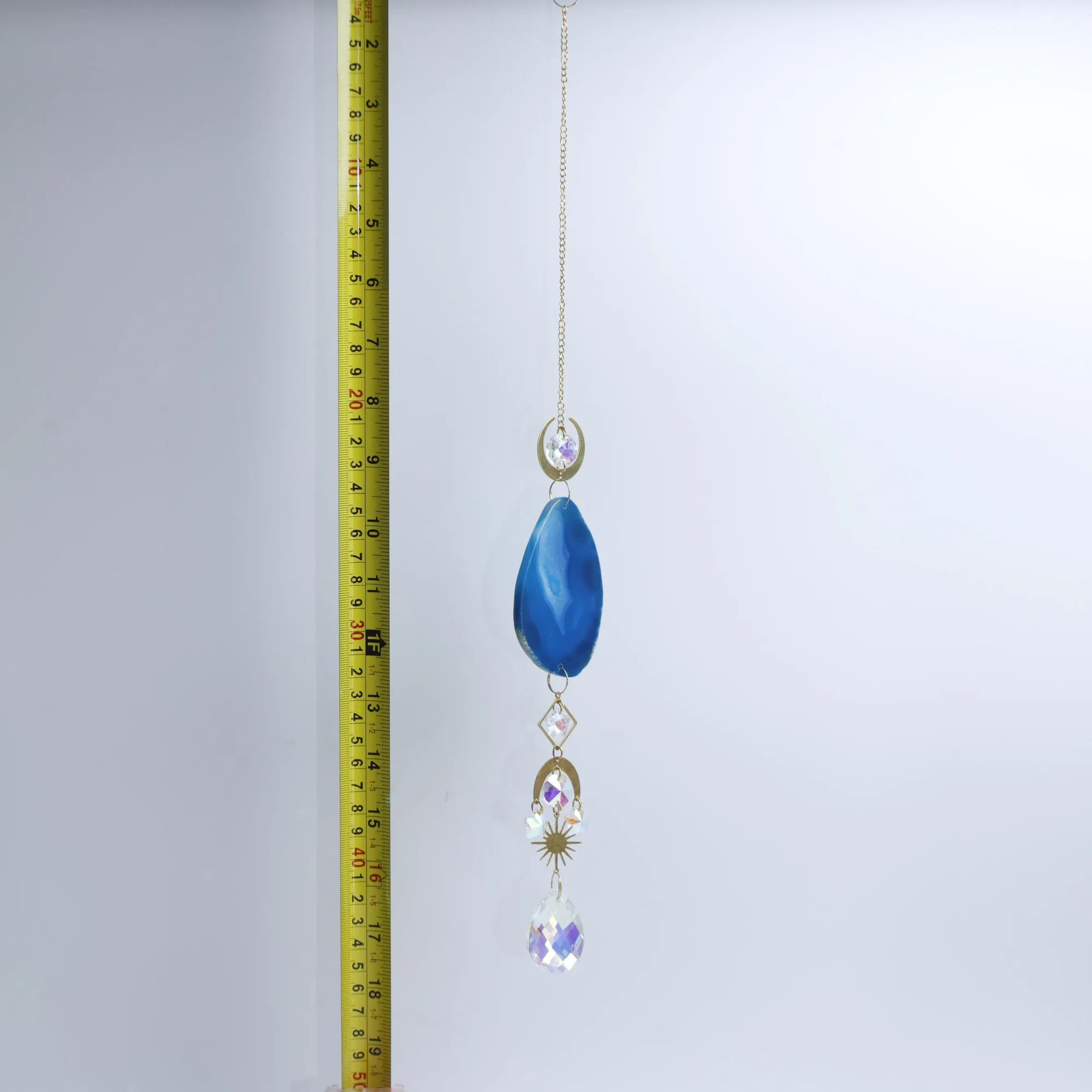 5-Color Single Agate Slice Celestial Crystal Wind Chimes 15.7 in - 3