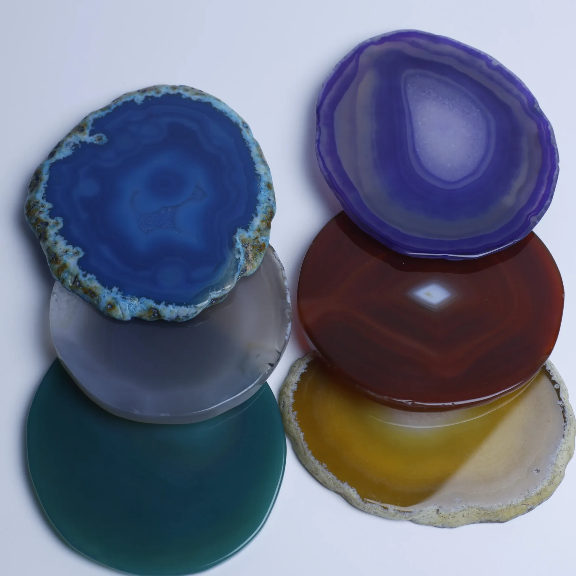 6-Color Crystal Agate Slices (2.6-3.3 in)