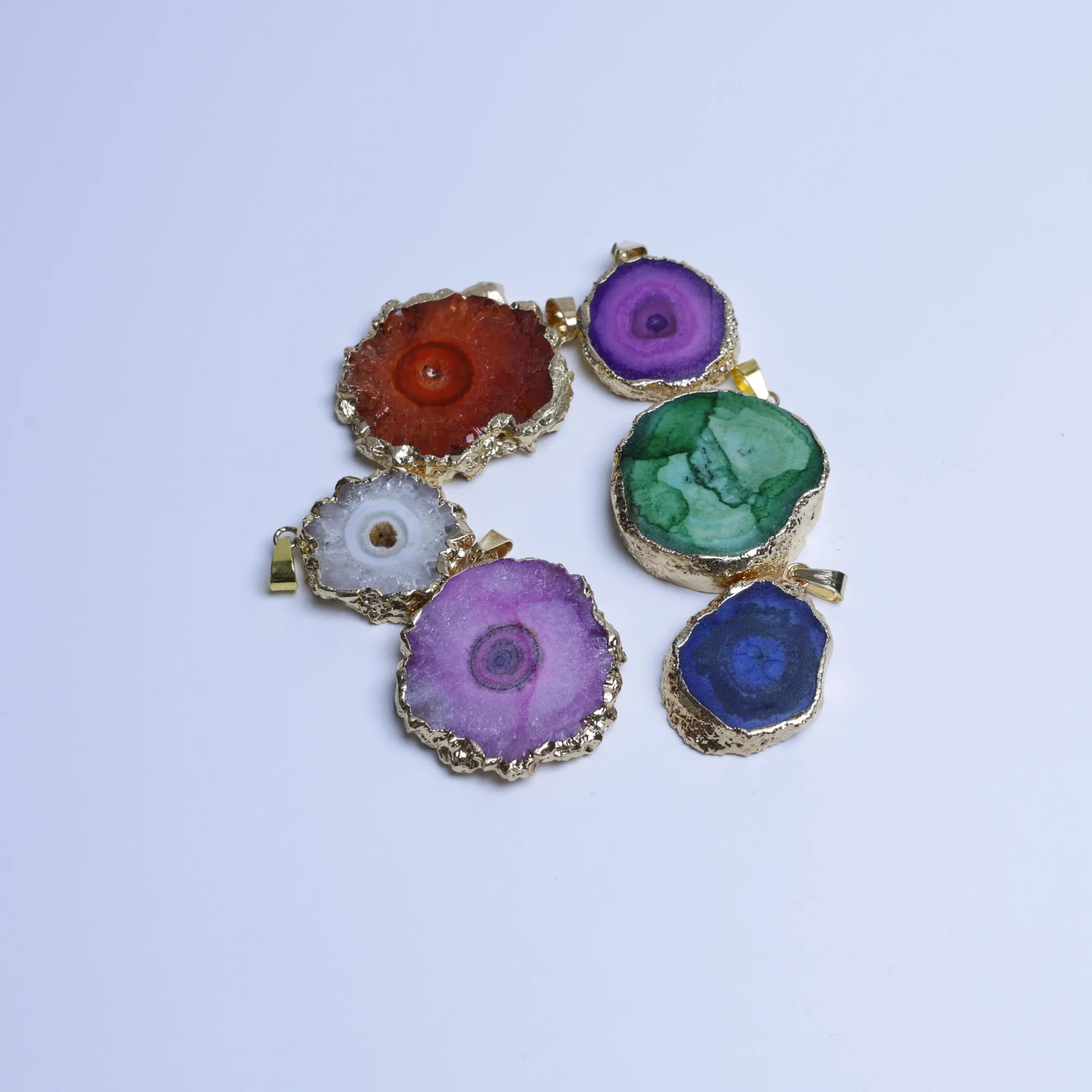 6-Color Small Agate Geode Slice Pendants