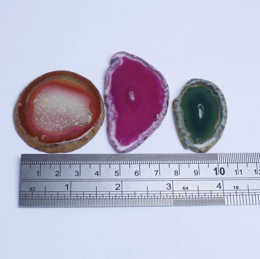 6-Color Small Drilled Agate Slice Pendants - 1