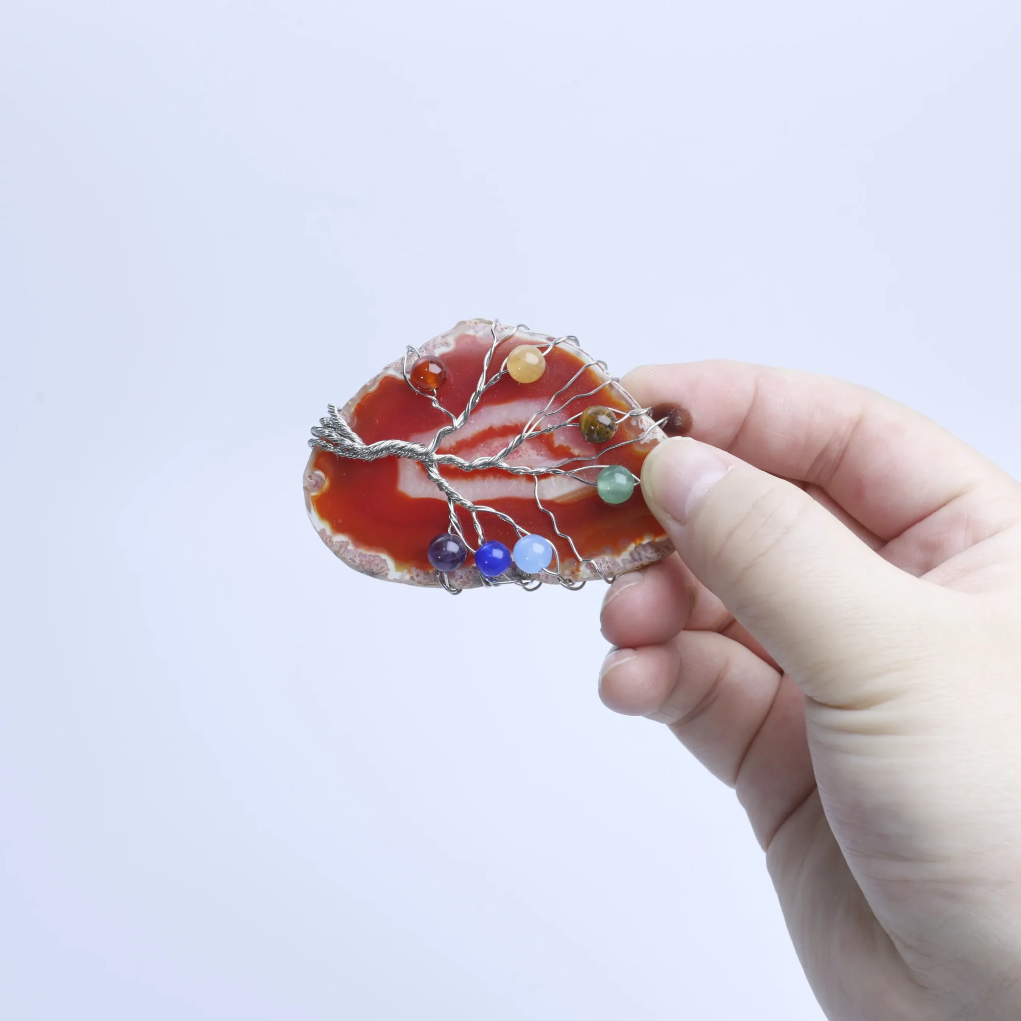 6-Color Tree of Life Agate Slice Pendant - 1