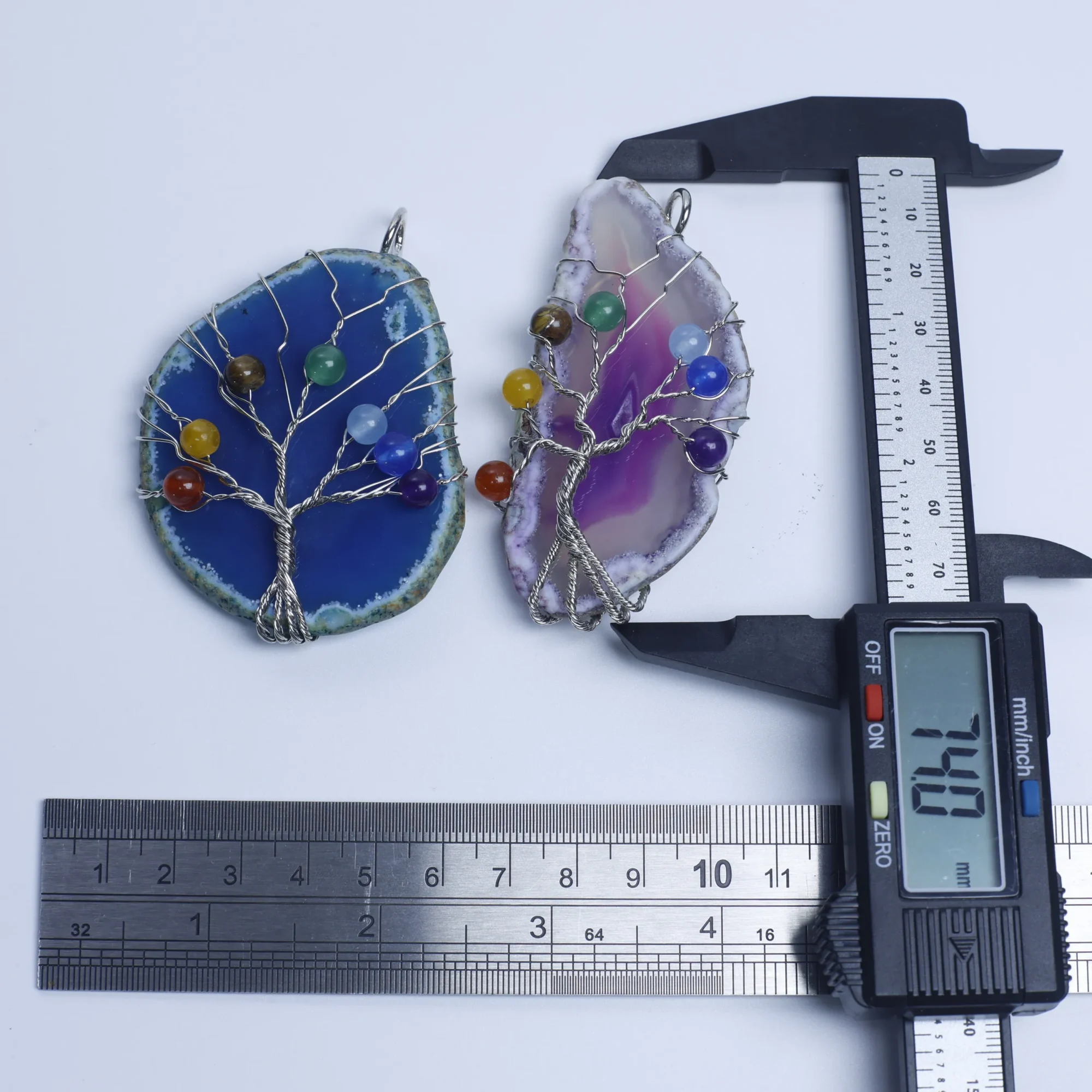 6-Color Tree of Life Agate Slice Pendant - 3